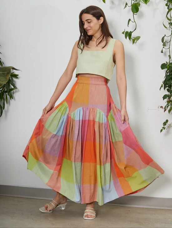 Rujuta Sheth Dresses & Skirts - Rujuta Sheth Leila Skirt Jupiter - Tiered Multicolor Maxi Skirt Rainbow